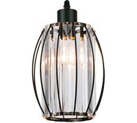 GIGGI Petit abat-jour en cristal noir - 16 x 20 cm - Forme cylindrique avec anneaux ovales - Pour plafonnier et lampes de chevet - Pour chambre à coucher, salon, cuisine, couloir