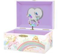 Giggle & Honey® Boîte à Bijoux Musicale Licorne pour Filles | Boîte à Musique Licorne pour Enfants avec Miroir, Coffret Bijoux Enfant Fille, Coffre au Trésor Licorne