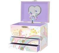 Giggle & Honey Boîte à Bijoux Musicale Licorne pour Filles - Boîte à Musique Licorne pour Enfants, Cadeaux d'Anniversaire Licorne pour Petites Filles, Boîte à Bijoux, 17,1 x 13,3 x 15,2 cm - 3-10 ans