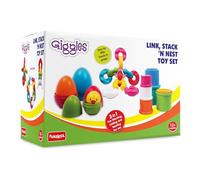 Giggles Funskool Link Stack N Nest Jouet | Multicolore | Coffret Cadeau 3-en-1 avec Blocs et Jouet d’emboîtement | Favorise la motricité et l’Apprentissage précoce | Convient aux Enfants dès 6 Mois.