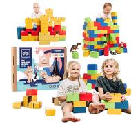 GIGI BLOKS Taille XL 96 Briques Geantes en Carton Colorés Empilables & Emboîtables | Gros Bloc de Construction Enfant Robustes, Faciles à Assembler | Jeux de Construction Enfant Créatifs & Éducatifs