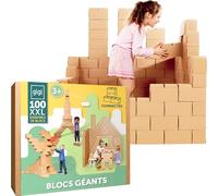 GIGI BLOKS Taille XXL 100 Briques Geantes en Carton Empilables & Emboîtables | Gros Bloc de Construction Enfant Robustes, Faciles à Assembler | Jeux de Construction Enfant Créatifs & Éducatifs