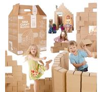 GIGI BLOKS Taille XXL 200 Briques Geantes en Carton Empilables & Emboîtables | Gros Bloc de Construction Enfant Robustes, Faciles à Assembler | Jeux de Construction Enfant Créatifs & Éducatifs