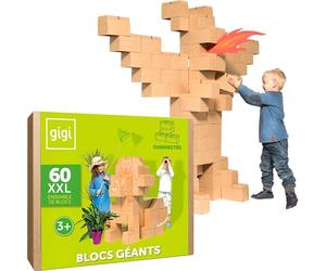 GIGI BLOKS Taille XXL 60 Briques Geantes en Carton Empilables & Emboîtables | Gros Bloc de Construction Enfant Robustes, Faciles à Assembler | Jeux de Construction Enfant Créatifs & Éducatifs