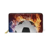 GIGIJY Porte-cartes de crédit créatif en cuir véritable avec fermeture éclair pour femme Motif ballon de football, multicolore, Taille unique