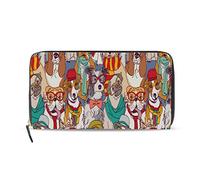 GIGIJY Portefeuille long en cuir avec fermeture éclair pour femme Motif chien hipster, multicolore, Taille unique