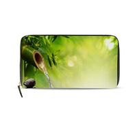 GIGIJY Portefeuille long en cuir avec fermeture éclair pour femme Motif fleurs zen, multicolore, Taille unique