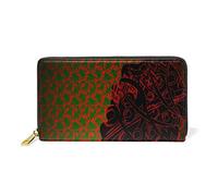 GIGIJY Portefeuille long en cuir véritable avec fermeture éclair Motif femme africaine, multicolore, Taille unique