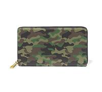 GIGIJY Portefeuille long en cuir véritable avec fermeture éclair pour femme Motif camouflage, multicolore, Taille unique