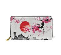 GIGIJY Portefeuille vintage sur le thème du Japon pour femme en cuir véritable avec fermeture éclair, multicolore, Taille unique