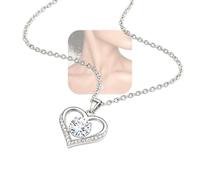 Gigikill Collier en argent pour femme, pendentif en forme de cœur avec pierres délicates en zircone, longueur de chaîne réglable pour un usage quotidien et cadeau