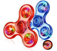 Gigilli Fidget Spinners Set de 2 pièces, Enfants et Adultes LED Lumineux Fidget Jouet, Cristal Main Spinner Lumineux Fidget Jouet, 4-8 - 12 Ans Anniversaire Prix de Classe, Anti - anxiété
