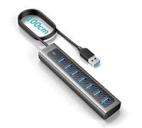 GiGimundo HUB USB 3.0, Aluminium 7 Port USB 3.0 Hub für Laptop, 1m Lang Kabel mit 5V/3A Type-C Port d'alimentation, Kompatibel mit MacBook, PS4, Surface Pro, Mobile HDD