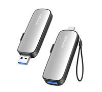 GiGimundo SSD Externe 128Go, Portable SSD Cle USB 3.2 Gen 2 Jusqu'à 1073 Mo/s, Double Ports & Design Push-Pull, USB-C + USB 3.2 External Solid State Drive pour iPhone 15/16/17, Android, Mac et Plus