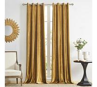 GIGIZASA Rideaux en Velours Doré 132 x 145 cm (Large X Longue), Occultants à Œillets pour Salon et Chambre à Coucher, Isolés, 2 Pièces