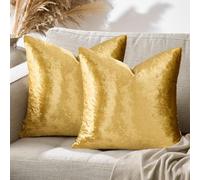 GIGIZAZA Golden Velours Coussin Couvre Cas, Luxueux Velours Housse de Coussin， Le Meilleur Carré Décoratif Couvre d'oreiller Sofa de Divan de lit de Canapé 20x20 Pouces 50x50CM Ensemble de Deux