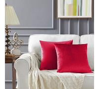 GIGIZAZA Housse de Coussin 40x40 cm Canapé en Velours Décoration Chambre Taie d'oreiller Sofa Salon 2 pièces Rouge