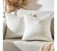 GIGIZAZA Housse de Coussin 55x55cm Canapé en Velours Décoration Chambre Taie d'oreiller Sofa Salon 2 pièces Ivoire