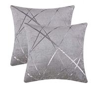 GIGIZAZA Housse de Coussin 60x60cm Canapé en Velours Décoration Chambre Taie d'oreiller Sofa Salon 2 pièces Gris Argenté