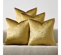 GIGIZAZA Housse de Coussin décorative en Velours Brillant Gris argenté 18x18inch(45x45cm)-4pcs doré