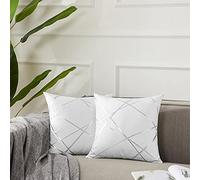GIGIZAZA Housses de Coussin en Velours Housses d'oreiller Carrées Décoratives pour Canapé Chambre Salon 55x55 CM Lot de 2 Blanc