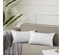 GIGIZAZA Housses de Coussin en Velours Housses d'oreiller Carrées Décoratives pour Canapé Chambre Salon 30x50 CM Lot de 2 Blanc