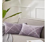 GIGIZAZA Housses de Coussin en Velours Housses d'oreiller Carrées Décoratives pour Canapé Chambre Salon 30x50 CM Lot de 2 Violet