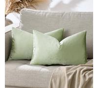 GIGIZAZA Housses de coussin en velours vert sauge 30x50 cm carrées décoratives pour canapé, chambre à coucher, salon 12x20 pouces Lot de 2