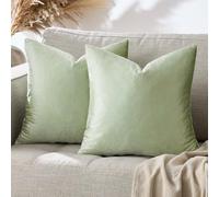 GIGIZAZA Housses de coussin vert sauge 45x45 cm en velours décoratives carrées taies d'oreiller de canapé pour canapé salon chambre à coucher 45x45 cm (18x18 pouces) lot de 2