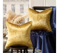 GIGIZAZA Lot de 2 Housses de Coussin carrées décoratives en Velours de Style bohème pour canapé et Sofa, 40 x 40 cm, doré