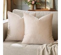 GIGIZAZA Lot de 2 Housses de Coussin carrées décoratives en Velours de Style bohème pour canapé et Sofa, 40 x 40 cm, Kaki Champagne