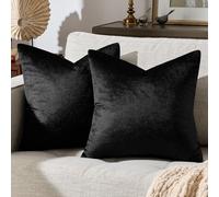 GIGIZAZA Lot de 2 Housses de Coussin carrées décoratives en Velours de Style bohème pour canapé et Sofa, 40 x 40 cm, Noir