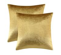 GIGIZAZA Lot de 2 Housses de Coussin décoratives en Velours Doux pour canapé, Sofa, lit, 45 x 45 cm, doré
