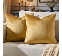 GIGIZAZA Lot de 2 housses de coussin dorées en velours, housses de coussin décoratives, housses de coussin pour canapé, coussin décoratif pour salon, chambre, canapé, voiture - 45 x 45 cm