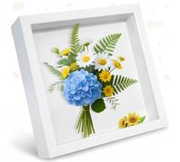 Gigmeta Cadre Profond en Bois à Remplir, Cadre 3D Profond 20 x 20cm, Cadre Vitrine pour Souvenirs, Fleurs, Bouquets de Mariage et Objets décoratifs