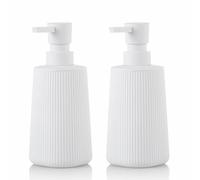 Gigmeta Distributeur de Savon Moderne pour Salle de Bain et Cuisine, Blanc, à Pompe, pour Salle de Bain et Plans de Travail(2PCS)