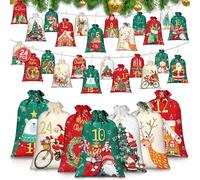 Gigmeta Lot de 24 Calendriers de l'Avent à Remplir - Calendrier de l'Avent 2025 pour Enfants pour Cadeau Noël Biscuits Chocolat Bonbons Jouets - 18 x 12 cm/15 x 10 cm