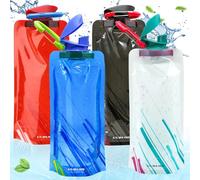 Gigmeta Lot de 4 Bouteille d'eau pliables, 700ML Bouteille d'eau pliable flexible réutilisable pour la randonnée, l'aventure, les voyages