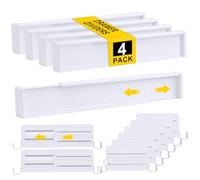 Gigmeta Lot de 4 Séparateurs de Tiroirs en Plastique pour Tiroirs d'une Longueur Intérieure de 34 à 59 cm et d'une Hauteur Supérieure à 7 cm, Séparateurs de Tiroir Réglables pour Armoires Cuisines