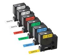 Gigmeta Lot de 6 Compatible avec Dymo D1 Ruban 12mm x 7m Compatible avec Dymo Labelmanager PNP/160/210D/280/350/420P/450D/500TS
