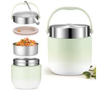 Gigmeta Récipient Isotherme pour Aliments 1200 ml, Boîte Isotherme Repas Chaud Porte-Aliments en Acier Inoxydable, Cuillère Pliante pour Ecole, Bureau