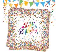 Gigmeta Serviette Papier Anniversaire - Lot de 30 Serviettes de Table 33 x 33 cm pour Décoration Vintage de Mariage, Anniversaires, Baptême et Fêtes