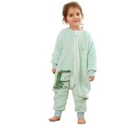 Gigoteuse a Pied Surpyjama Bébé Fille Garçon, Hiver Flanelle Combinaison Pyjama Enfant Turbulette avec Jambes, Cartoon Manches Longue Dors Bien Grenouillère Sac de Couchage Crocodile 130(5-6 Ans)