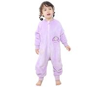 Gigoteuse a Pied Surpyjama Bébé Fille Garçon, Hiver Flanelle Combinaison Pyjama Enfant Turbulette avec Jambes, Cartoon Manches Longue Dors Bien Grenouillère Sac de Couchage Lapin Violet 100(2-3 Ans)