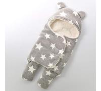 Gigoteuse bébé automne et hiver Cartoon Gigoteuse bébé épais imprimé corail polaire sac de couchage Gray five-pointed star Large size (78X86cm)