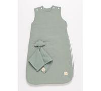 Gigoteuse Bébé Hiver En Double Gaze De Coton Et Son Doudou Mouchoir Vert