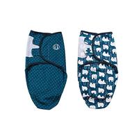 Gigoteuse d'Emmaillotage - 2pcs Couvertures d'Emmaillotage Couverture Bébé Réglable 100% Cotton (3-4 Mois, Bleu)