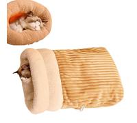 Gigoteuse d'hiver pour chat, sac de couchage pour chat d'intérieur - Chaleur complète à 360 ° - Sac de couchage douillet et chaud avec grotte pour chats pesant jusqu'à 7,3 kg (marron, taille L)