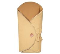 Couverture d'emmaillotage évolutive en gaze de coton jeanne camel à pois or TU