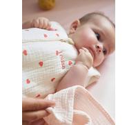 Gigoteuse en gaze de coton bio personnalisable MON CŒUR écru 0/6M